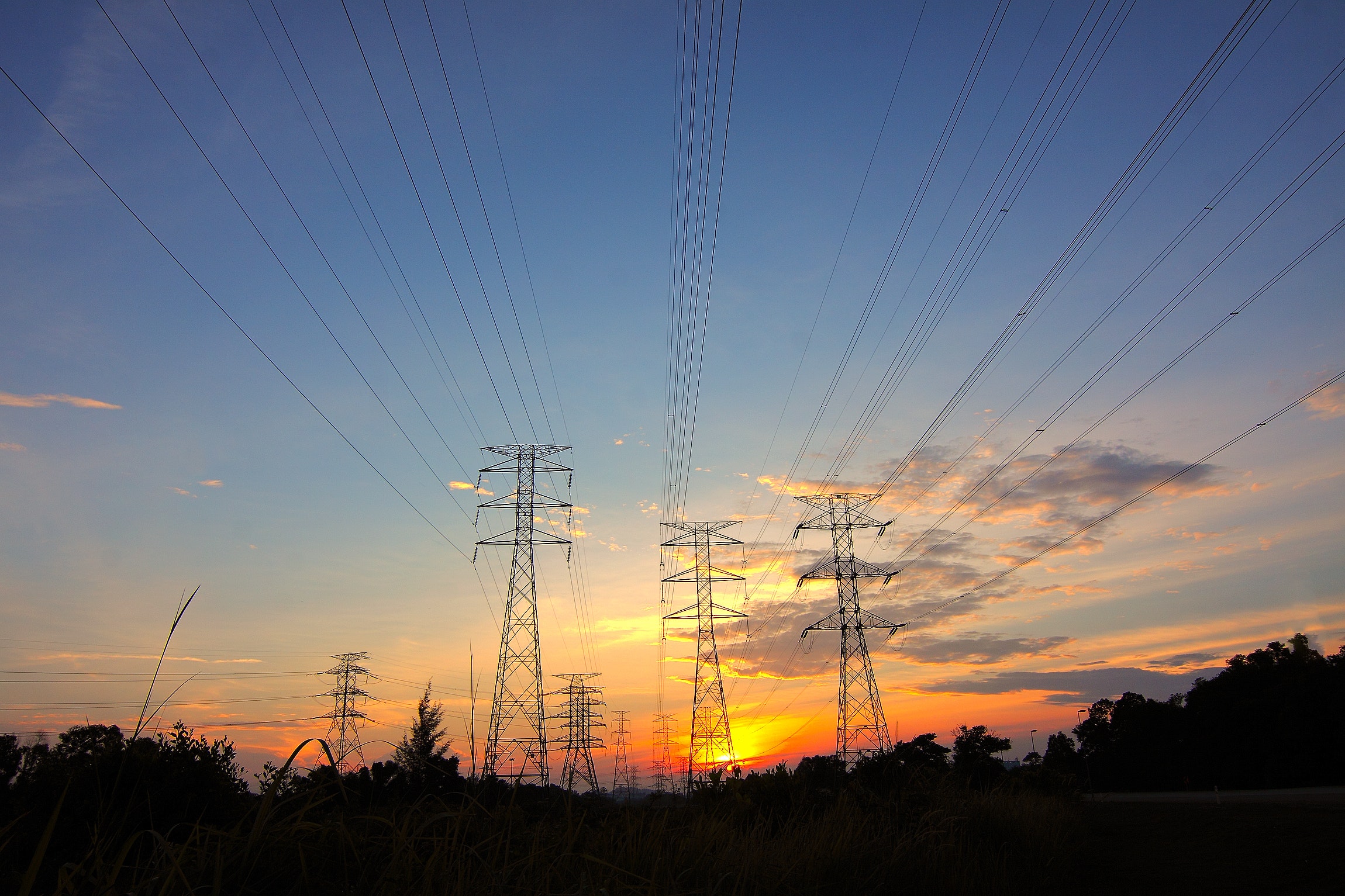 Power Lines in Sunset